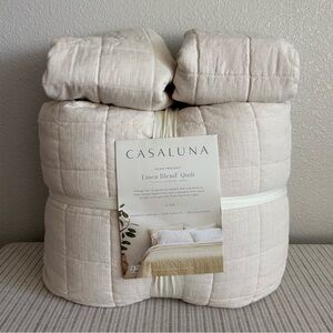 NWT King Heavyweight Linen Blend Quilt + 2 King Shams Natural - Casaluna